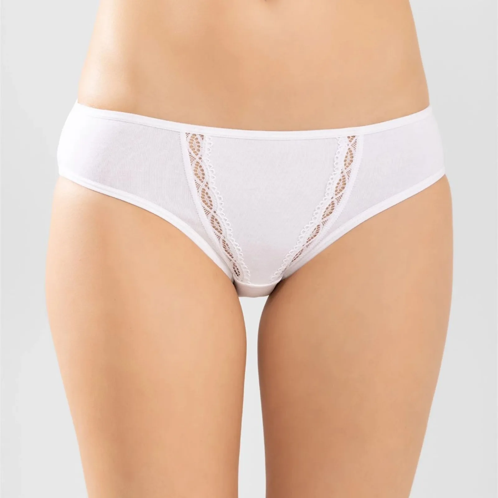 Kadın Pamuklu Zikzak İşlemeli Bikini Kesim Külot Siyah, Beyaz | Dantel Detaylı Rahat Günlük İç Giyim