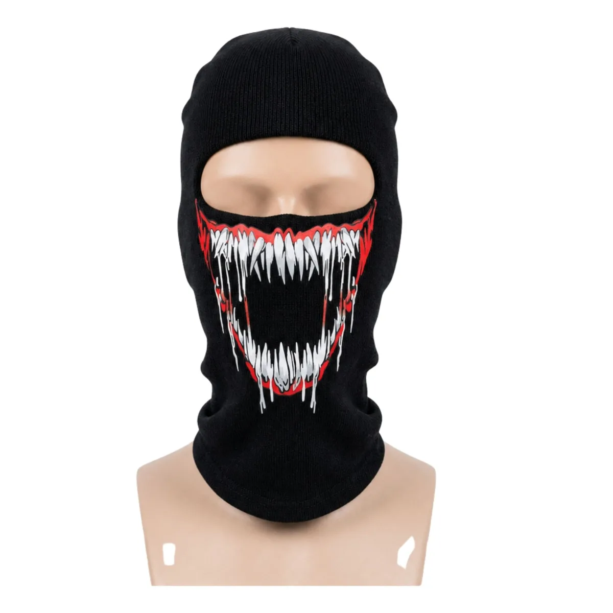 Unisex Canavar Diş Baskılı Balaklava 1 Adet Tek Beden Viskoz Kask İçi Motosiklet Maskesi - Maske