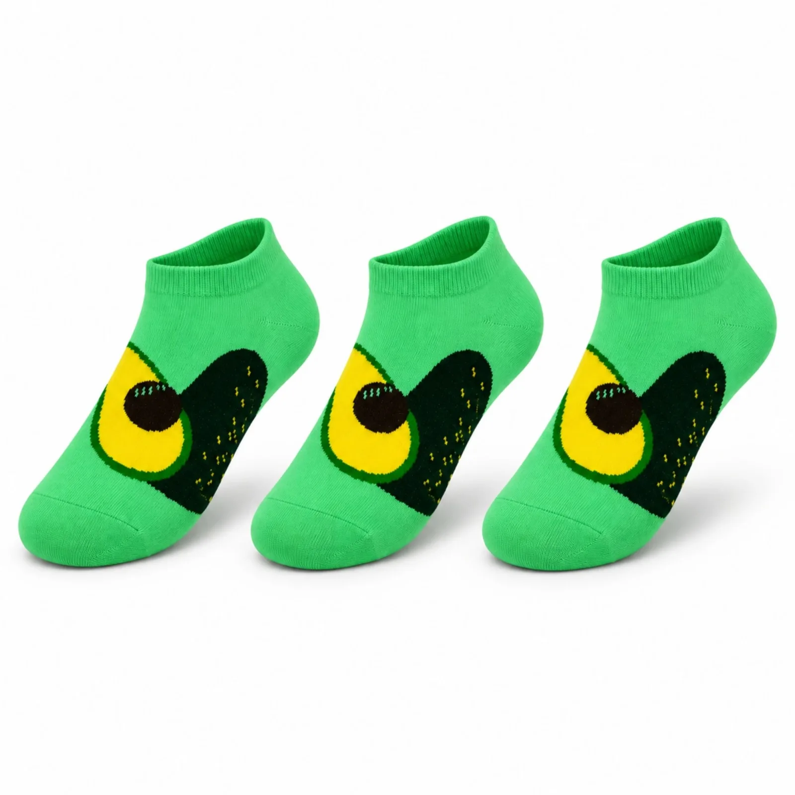 Kadın Avokado 3'lü Desenli Patik Çorap Pamuklu Dikişsiz Sneaker Uyumlu Eğlenceli Günlük Çorap - Kadın Çorap