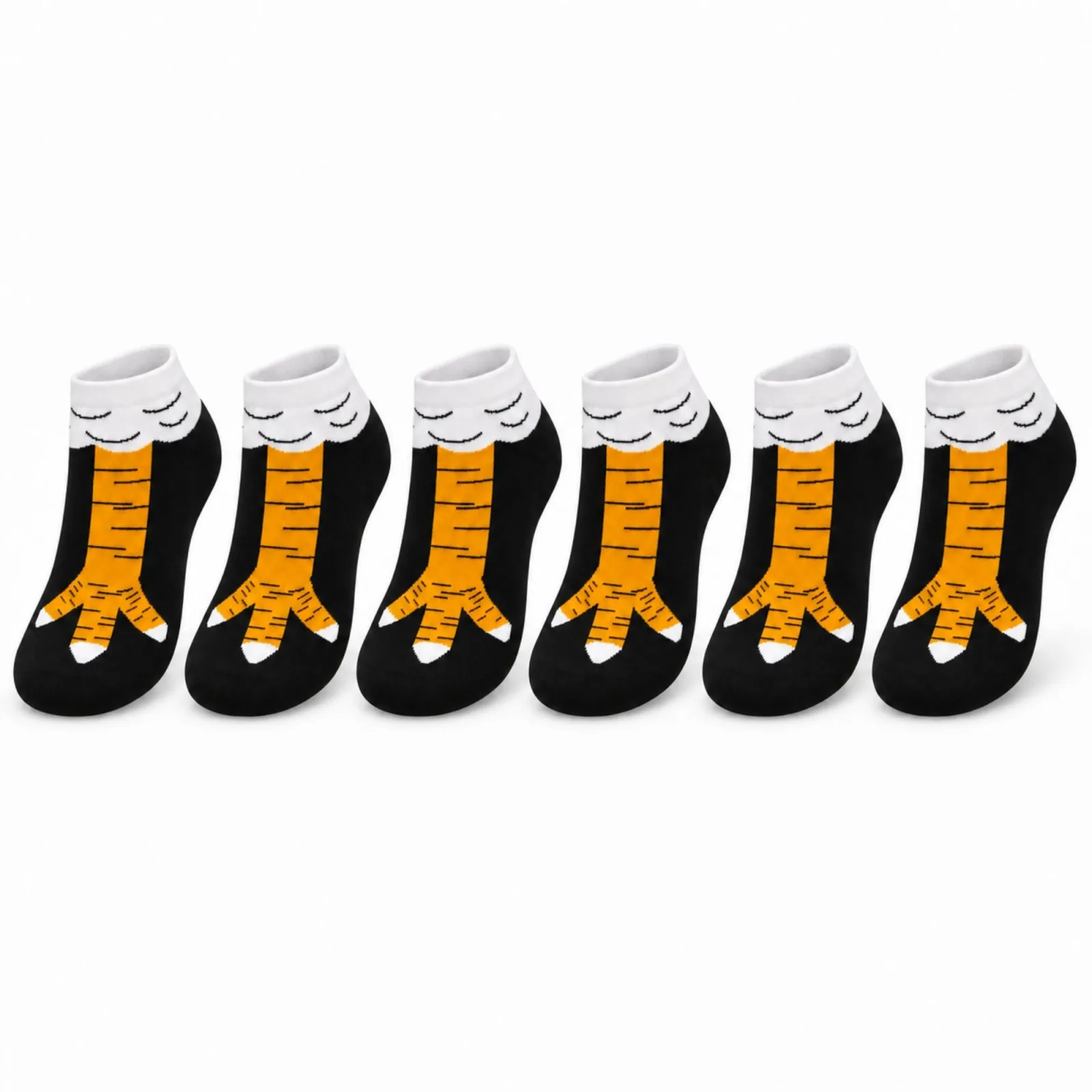 Kadın Tavuk Ayağı 6'lı Desenli Patik Çorap Dikişsiz Pamuklu Eğlenceli Sneaker Günlük Çorap Komik Set - Kadın Çorap
