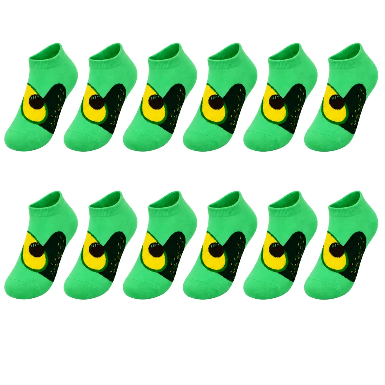 Kadın Avokado 12'li Desenli Patik Çorap Pamuklu Dikişsiz Sneaker Uyumlu Eğlenceli Günlük Set - Kadın Çorap