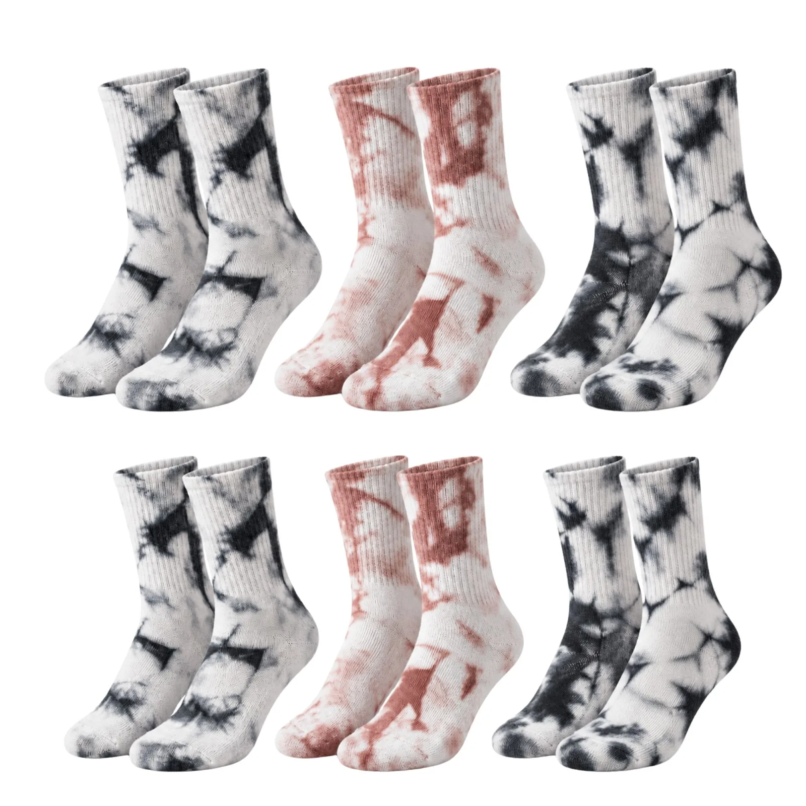 Unisex Batik Desenli Çorap 6'lı Set Pamuklu Uzun Soket Günlük Spor Nefes Alan Dikişsiz