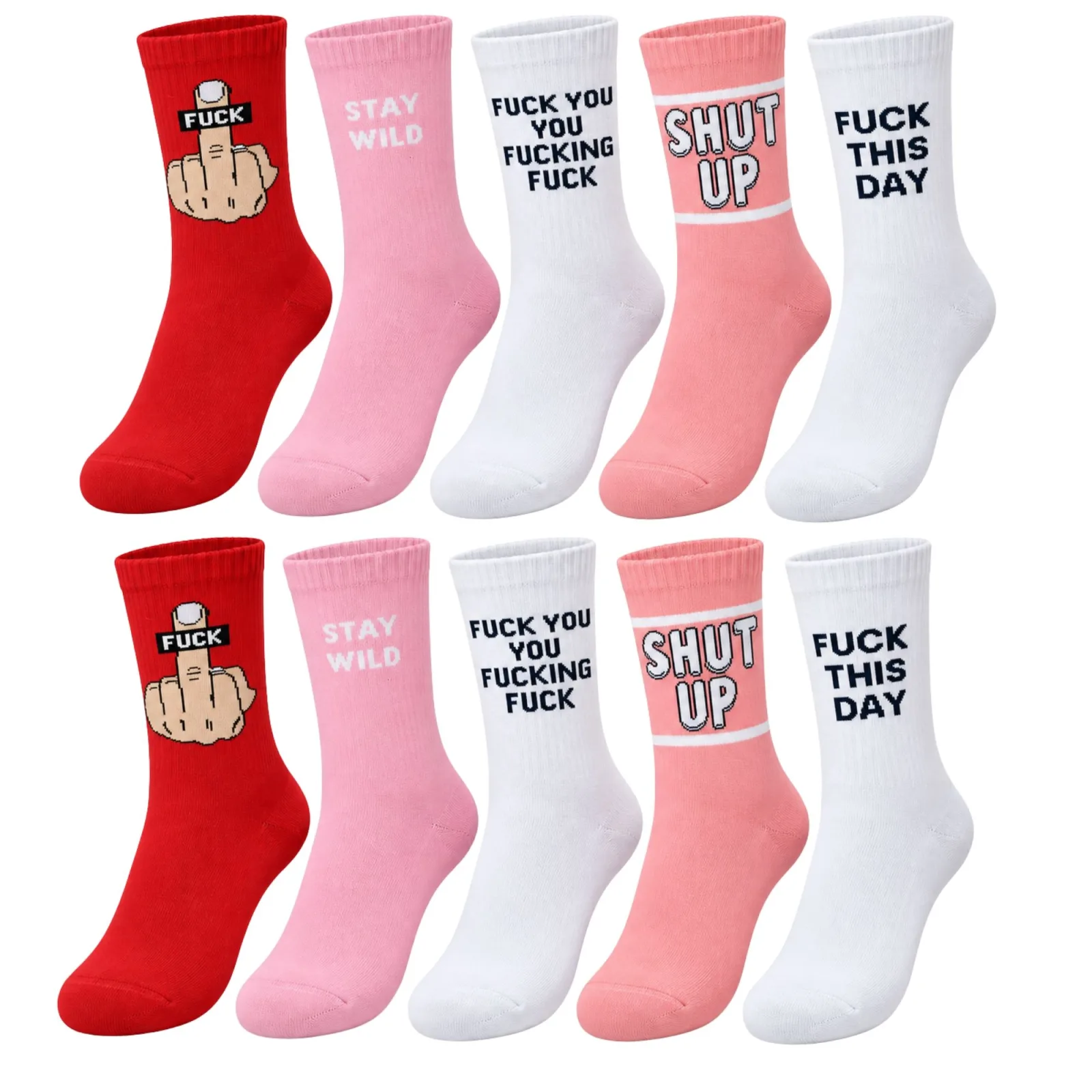 Unisex Yazılı Sloganlı Soket Çorap 10'lu Set | Eğlenceli Baskılı Renkli Günlük Spor Çorap Modelleri!
