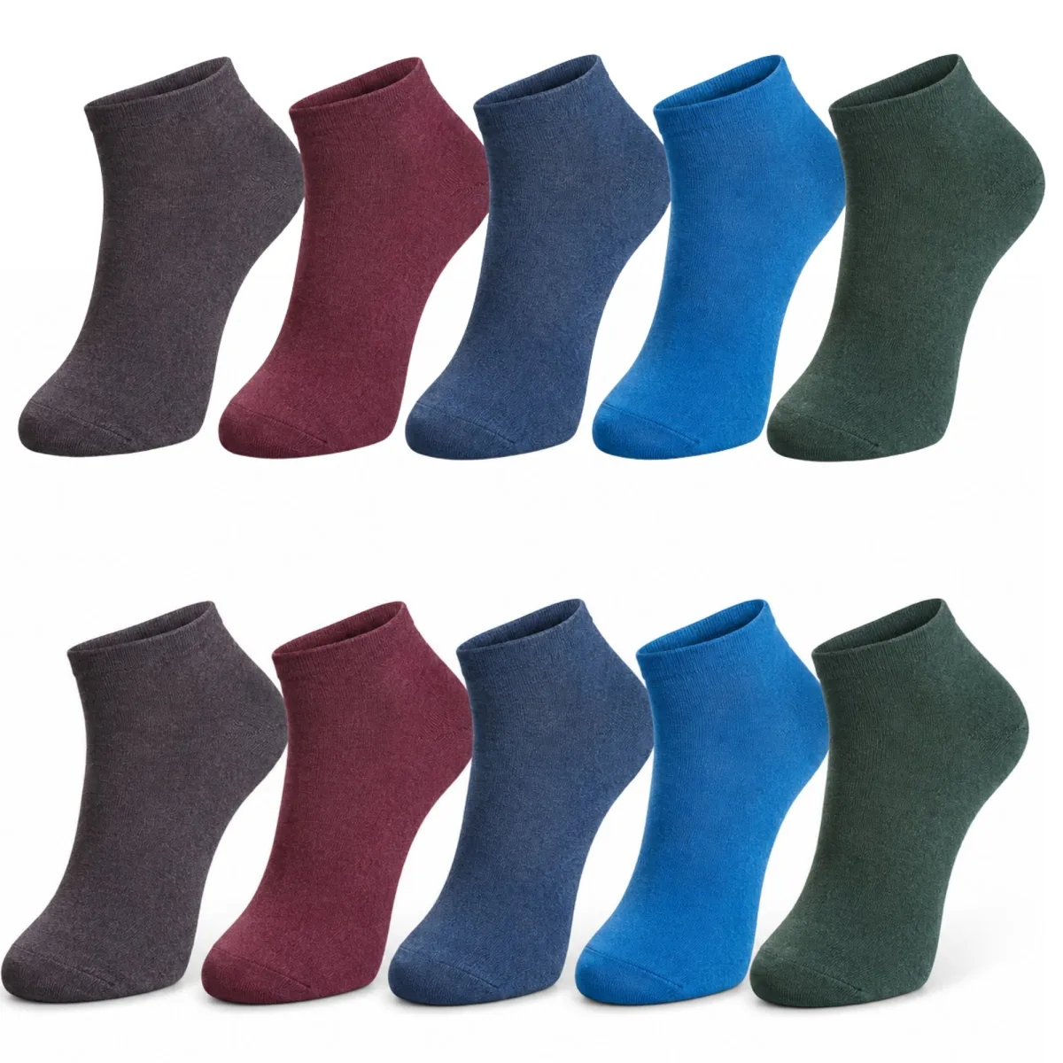 Erkek Pamuklu Patik Çorap 10'lu 39-44 | Dikişsiz Burun, Koku Karşıtı, Nefes Alan Sneaker - Erkek Çorap