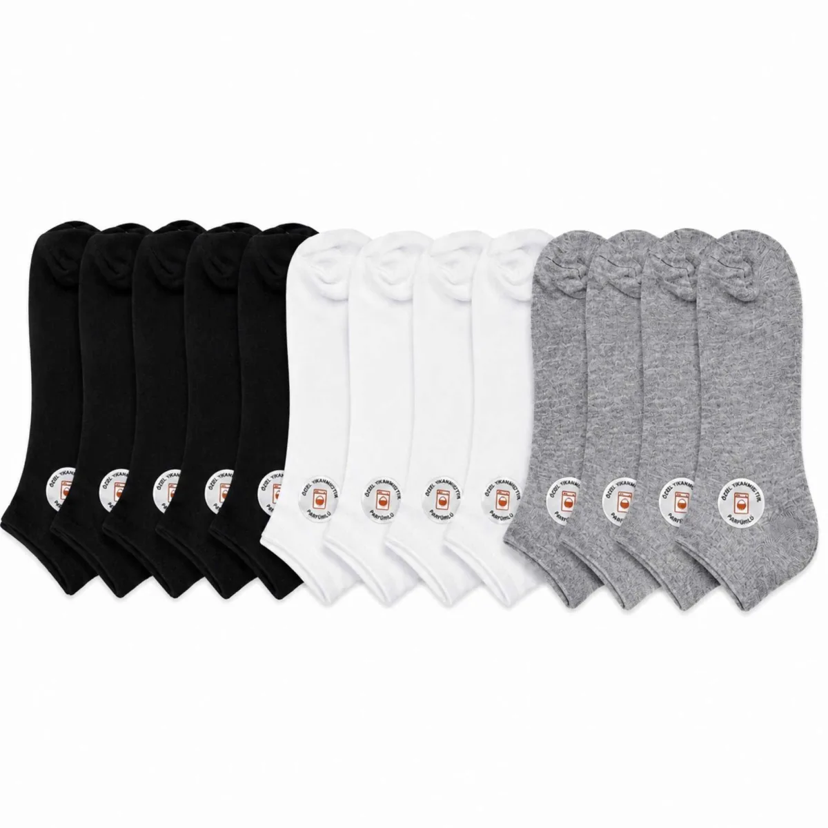 Unisex Patik Çorap 12'li | %85 Pamuklu Geri Dönüşüm İplikli, İnce Dikişli Günlük Spor - Unisex Çorap